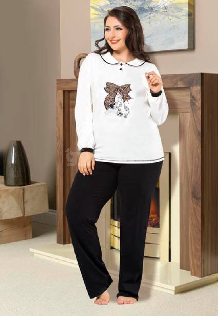 Gümüş Bayan Büyük Beden Pijama Takım 9386