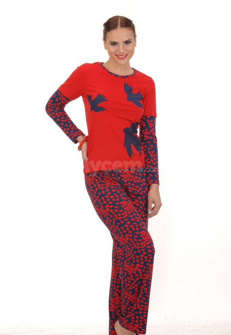 Yakıcı Kuş Baskılı Pijama 6030