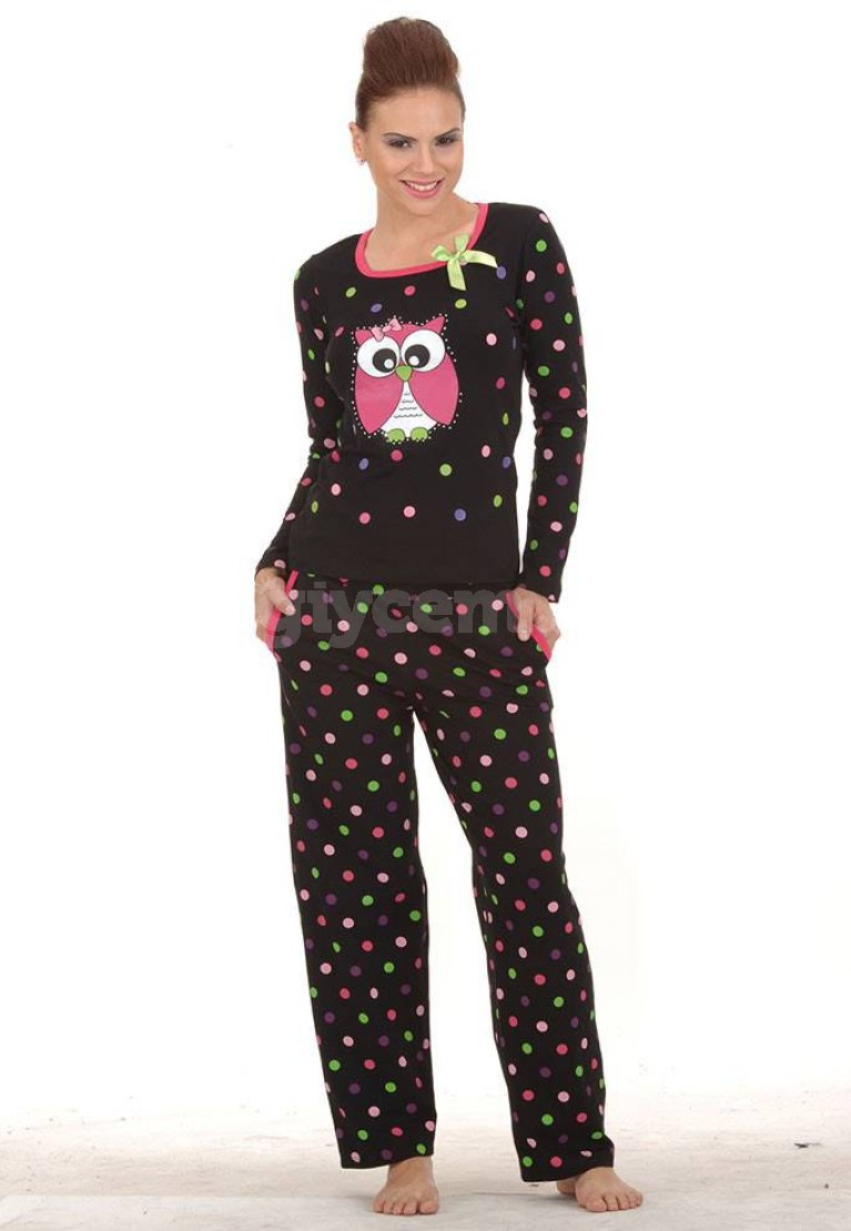Yakıcı Uzun Kollu Puantiyeli Pijama 6015