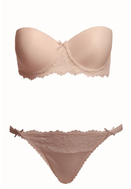 Pierre Cardin 4567 Demı Push Up Straplez Sütyen Takım Pudra