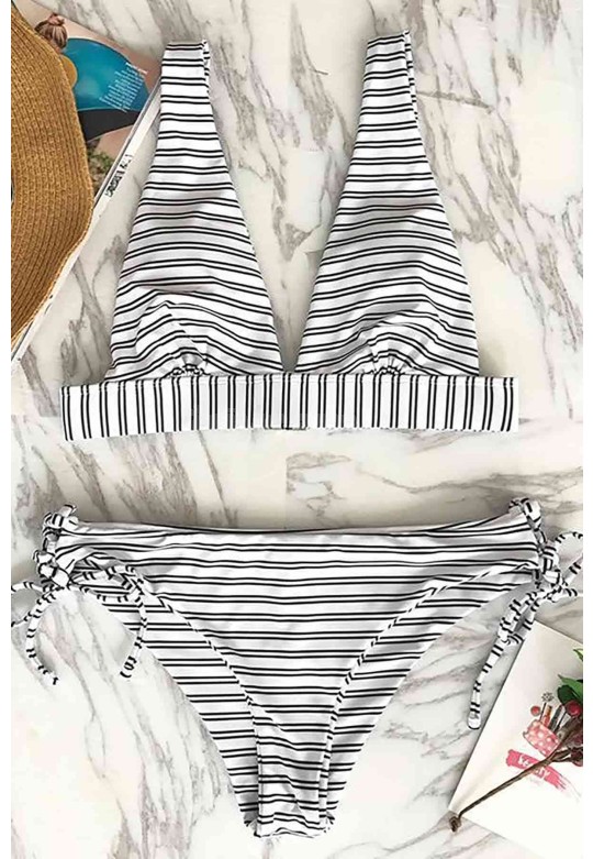 Angelsin Çizgili Bikini Takım Çok Renkli MS4293-Çok Renkli