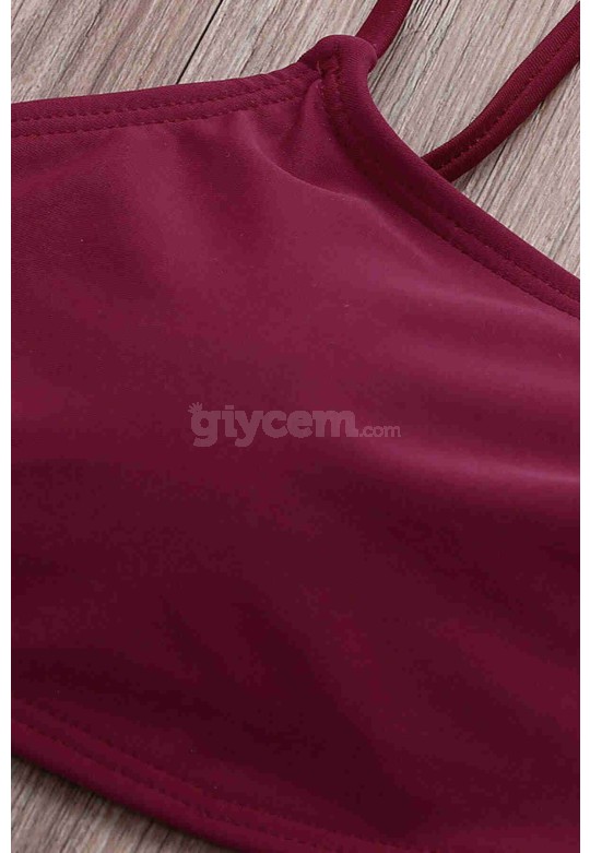 Angelsin Bikini Tek Üst Bordo MS42558-Bordo
