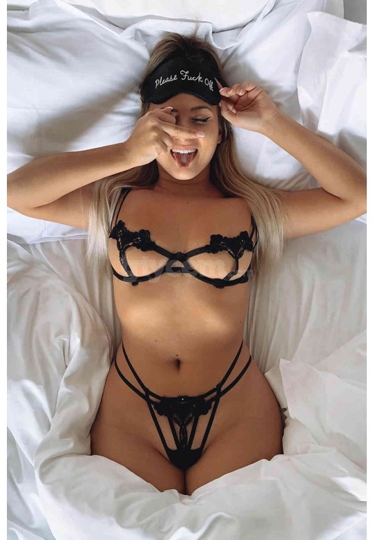 Merry See Sexy Sütyen Külot Takım Fantezi İç giyim Siyah MS4336-Siyah