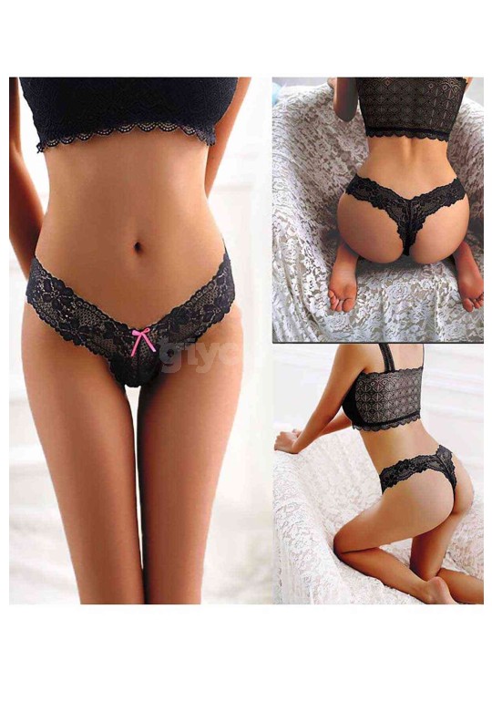 Merry See Sexy Dantel Külot iç giyim Siyah MS7618-Siyah