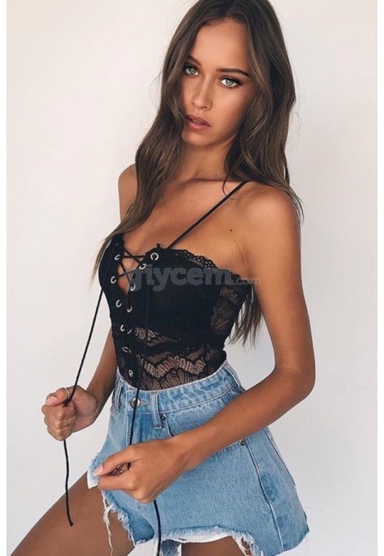 Merry See Dantel İşlemeli Siyah Şık Body Gecelik MS3222