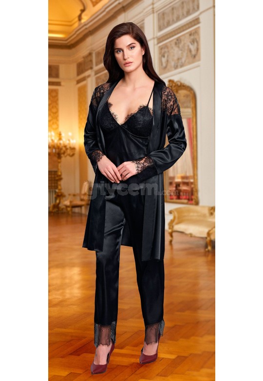 Nurteks 3lü Saten Pijama Takımı 5919