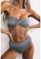 Angelsin Simli Straplez Bikini Alt Üst Takım Gri MS4147-Gri