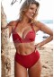 Angelsin Yüksek Bel Bikini Alt Kırmızı MS42039-Kırmızı