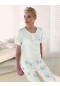 Artış Üstü Sade Çiçek Desenli Pijama Takım  -1315