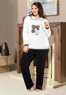 Gümüş Bayan Büyük Beden Pijama Takım 9386