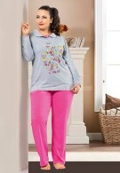 Gümüş Bayan Büyük Beden Pijama Takım 9382