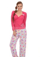 Yakıcı Uzun Kollu Kalpli Pijama 6020